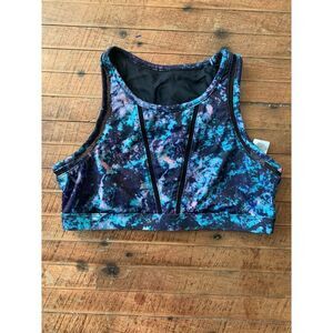 Fabletics teal space dye S athleisure sports bra